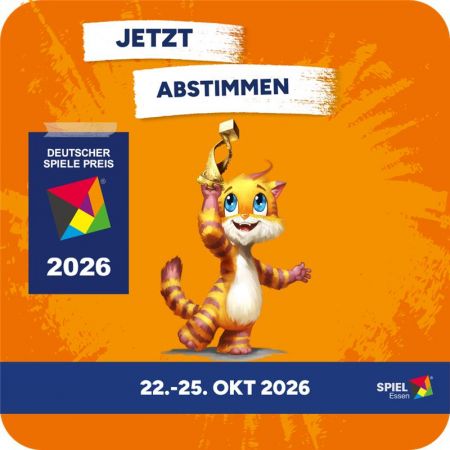 Meeps mit Trophäe und Logo des Deutschen Spiele Preises