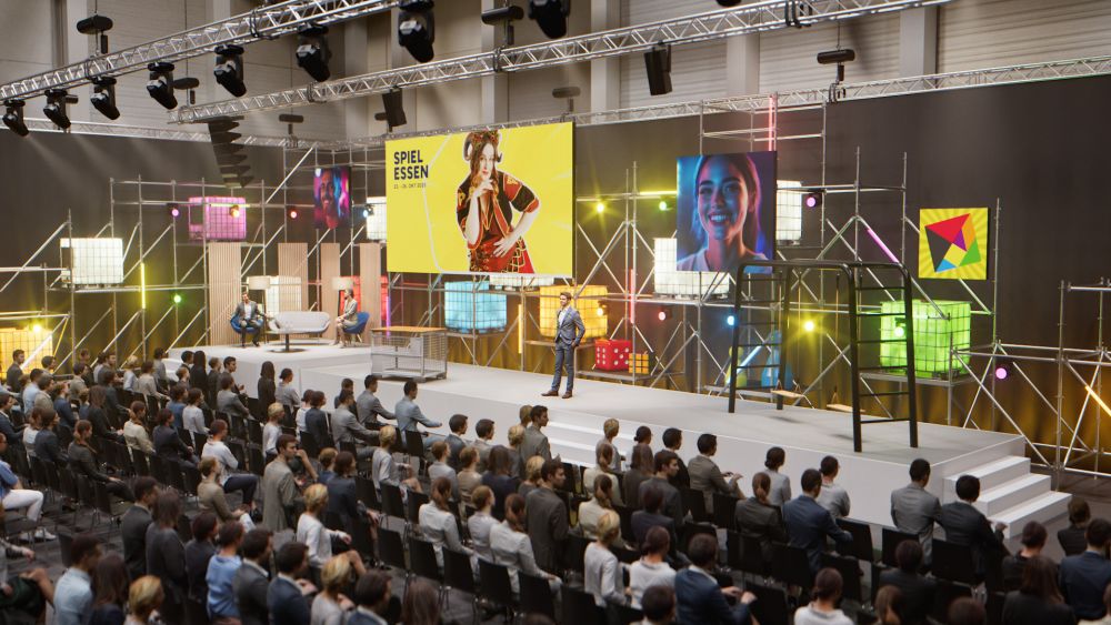 Rendering der B&uuml;hne auf der SPIEL Essen 2025